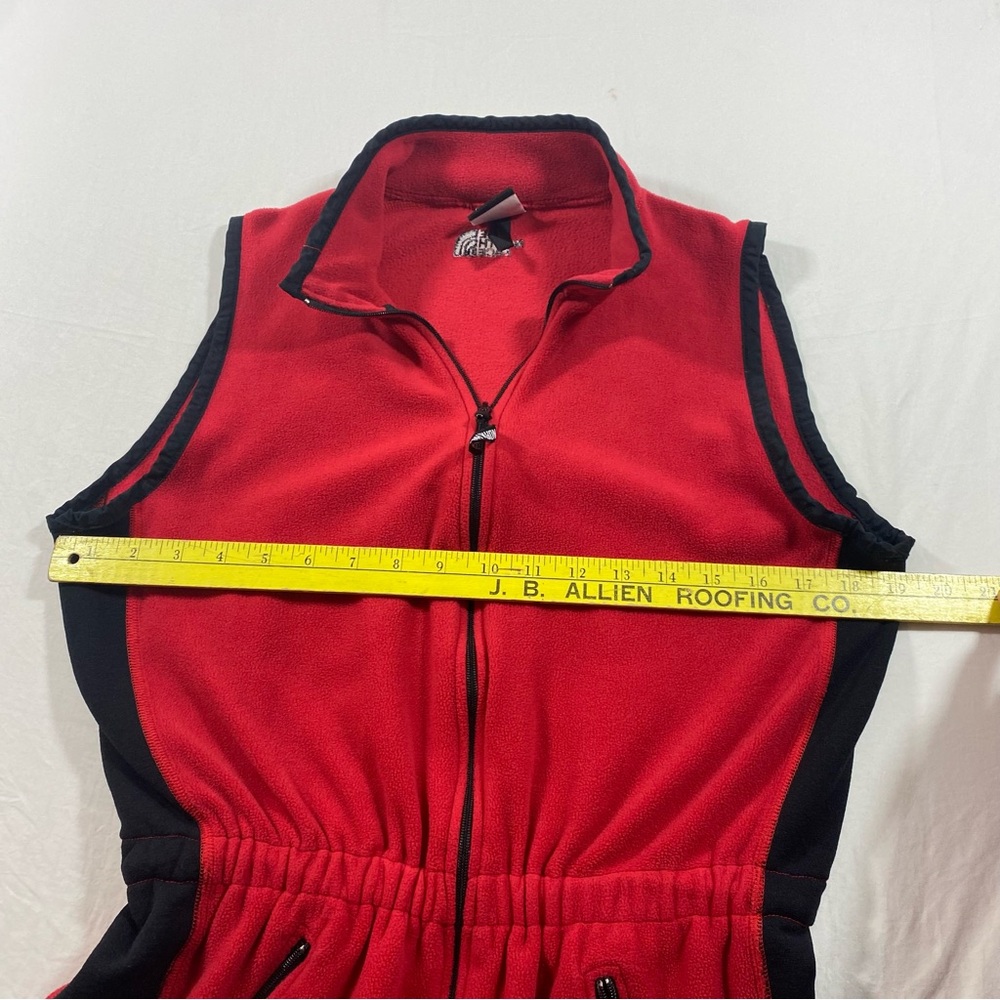 The North Face Vest Women's Red Sleeveless zip front zip pockets cinch waist - Picture 9 of 12